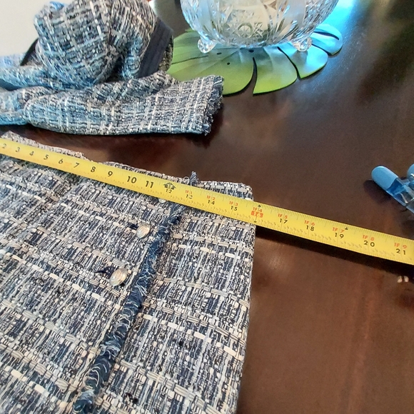 Talbots Petites Cotton/Poly Blend Tapestry 2pc Suit: Navy/Grey/Cream Tweed. NWT. - Picture 13 of 16